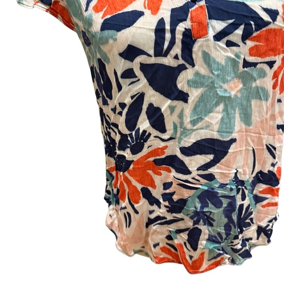 Nic + Zoe Tropical Patchwork Top in Aqua Multi Size XS - Picture 8 of 15
